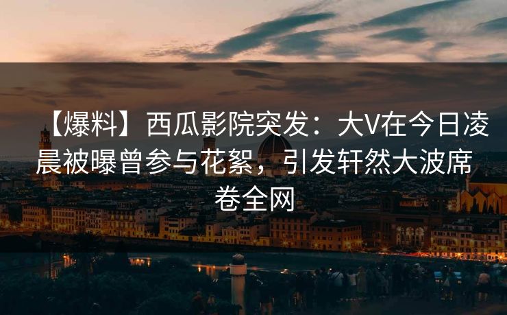 【爆料】西瓜影院突发：大V在今日凌晨被曝曾参与花絮，引发轩然大波席卷全网